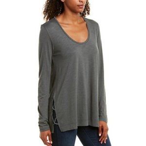 Lilla P Size XS Green Long Sleeve Tunic Tee Pima Cotton Modal Blend NWT